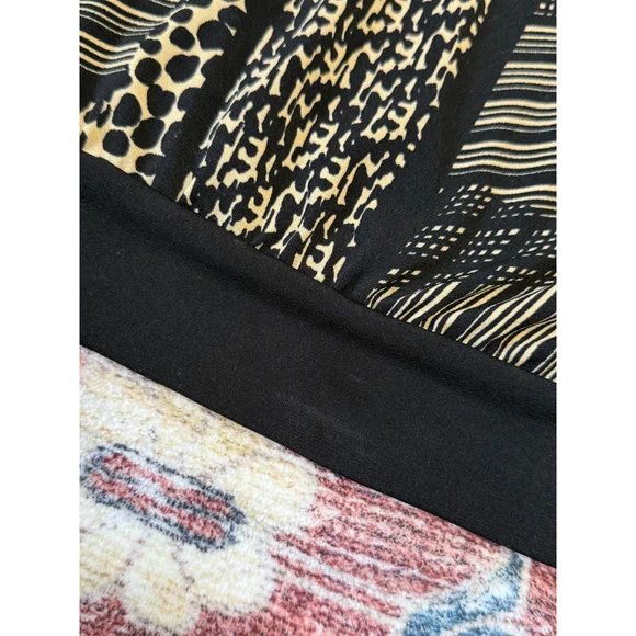 Liz Claiborne Blouse‎ Animal Print Patchwork 3/4 Sleeve Top Medium - Picture 4 of 4